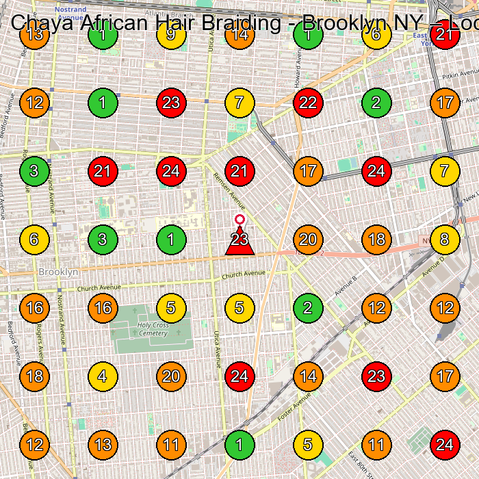 Chaya African Hair Braiding - Brooklyn NY Hair Salon GeoGrid ranking map for Brooklyn NY